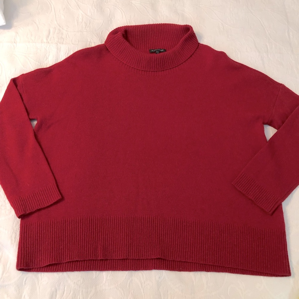 Eileen Fisher red boxy sweater Sx S
